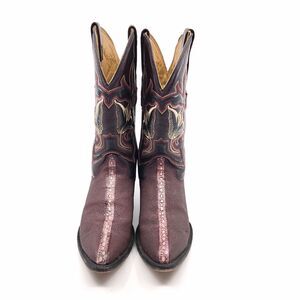 Rare Denver Men's Stingray Print‎ Cowboy Boots Burgundy US Size 7 Mex Talla 26